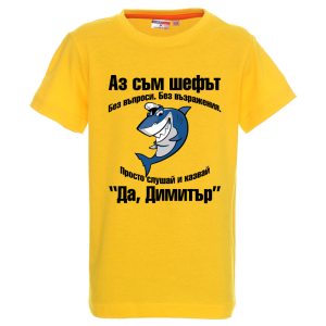 Цветна детска тениска- Аз съм шефът Димитър