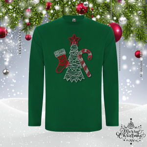 Мъжка зелена коледна блуза- Коледна елха