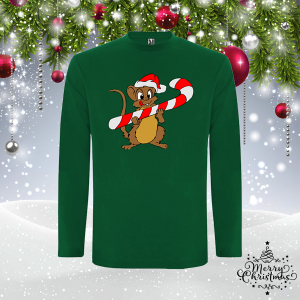 Мъжка зелена коледна блуза- Мишле