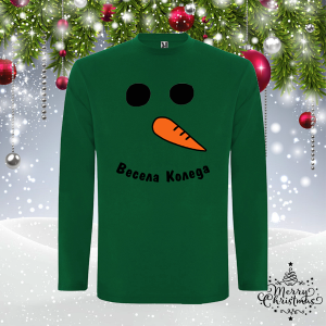 Мъжка зелена коледна блуза- Снежен човек