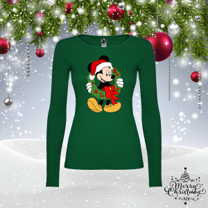 Дамска зелена коледна блуза- Мики