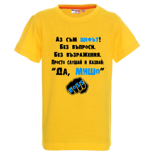 Цветна детска тениска- Аз съм шефът Мишо