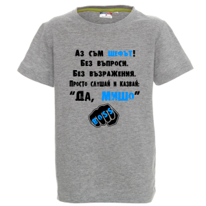 Цветна детска тениска- Аз съм шефът Мишо