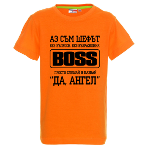 Цветна детска тениска- Аз съм шефът Ангел