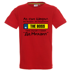 Цветна детска тениска- Аз съм шефът Михаил