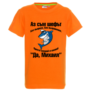 Цветна детска тениска- Аз съм шефът Михаил