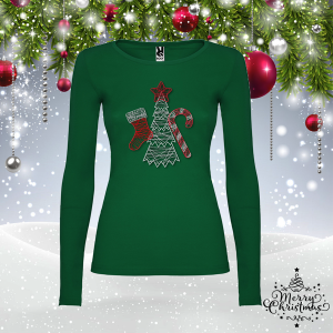 Дамска зелена коледна блуза-  Коледна елха