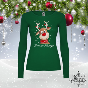 Дамска зелена коледна блуза-  Еленче