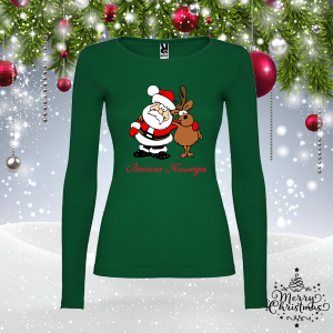 Дамска зелена коледна блуза-  Дядо Коледа