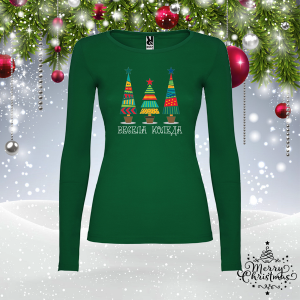 Дамска зелена коледна блуза-  Весела Коледа