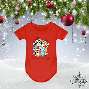 Червено коледно бебешко боди - Блуи