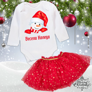 Комплект - Туту и Коледно боди - Снежко