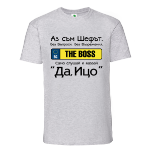 Цветна детска тениска- Аз съм шефът Ицо