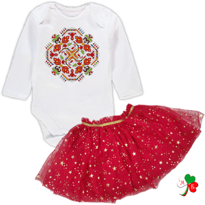 Бебешко боди - Слънце + червено Туту