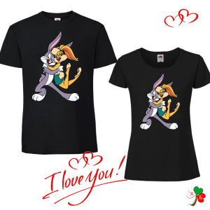 Комплект черни тениски- Бъгс Бъни и Лола