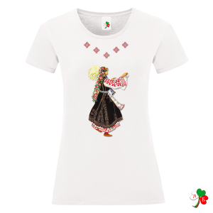 Дамска бяла тениска  народни мотиви 