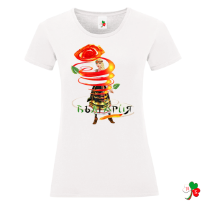 Бяла дамска тениска с народни мотиви