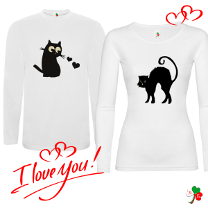 Комплект бели блузи- Котки