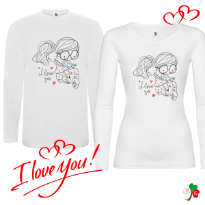 Комплект бели блузи- I Love you