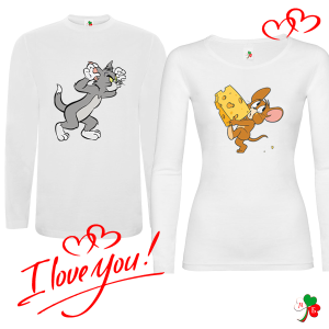 Комплект бели блузи- Том и Джери