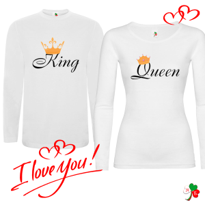 Комплект бели блузи- King and Queen