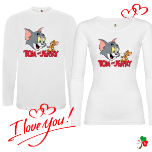 Комплект бели блузи- Том и Джери