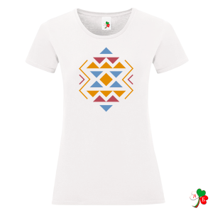 Дамска бяла тениска с народни мотиви на шевици