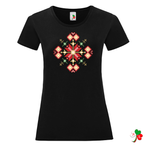 Черна дамска тениска с народни мотиви