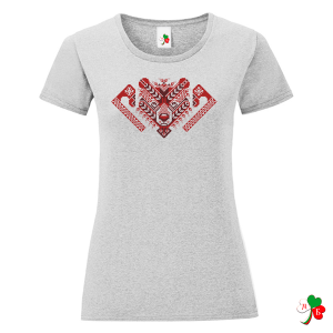 Цветни дамски тениски с народни мотиви на шевици - Болен здрав носи