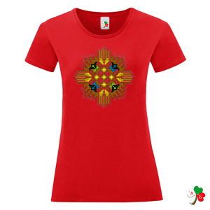 Цветни дамски тениски с народни мотиви на шевици- Жътва