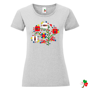 Цветни дамски тениски с народни мотиви на шевици 