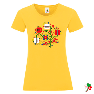 Цветни дамски тениски с народни мотиви на шевици 