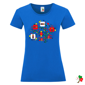 Цветни дамски тениски с народни мотиви на шевици 