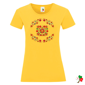 Цветни дамски тениски с народни мотиви на шевици 