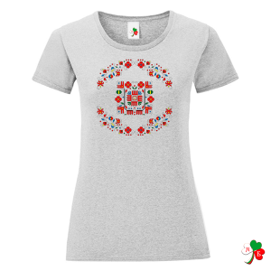 Цветни дамски тениски с народни мотиви на шевици 