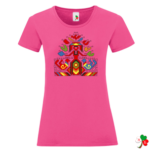 Цветни дамски тениски с народни мотиви на шевици 