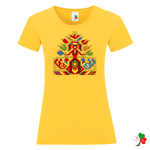 Цветни дамски тениски с народни мотиви на шевици 