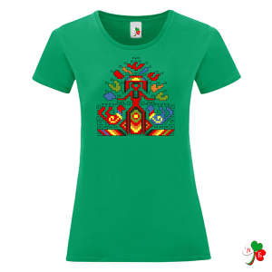 Цветни дамски тениски с народни мотиви на шевици 