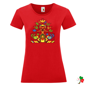 Цветни дамски тениски с народни мотиви на шевици 