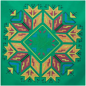 Зелена  мъжка тениска с бродерия