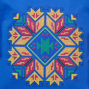 Синя  мъжка тениска с бродерия