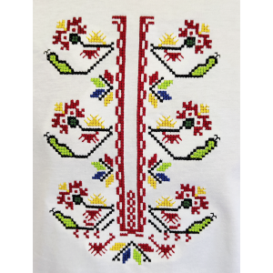 Дамска бяла тениска с бродерия 