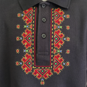 Черна  мъжка тениска с бродерия