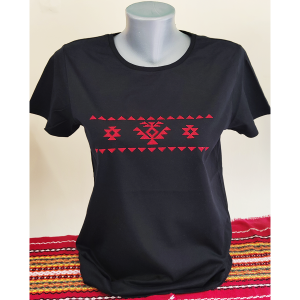 Дамска черна тениска с бродерия - Канатица