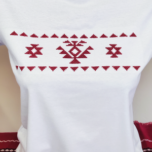 Дамска бяла тениска с бродерия - Канатица