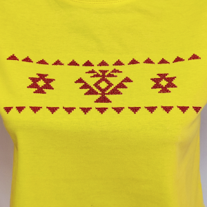 Дамска жълта тениска с бродерия - Канатица