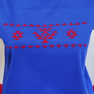 Дамска синя тениска с бродерия - Канатица