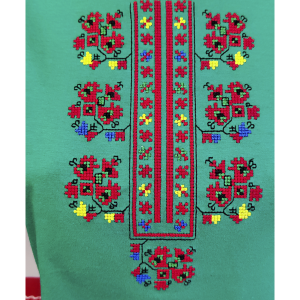 Дамска залена тениска с бродерия 