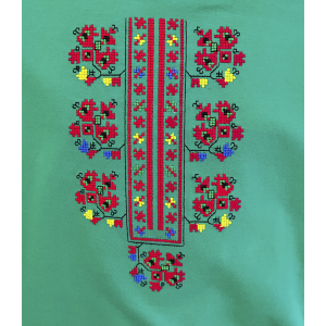 Зелена  мъжка тениска с бродерия