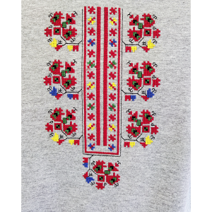 Сива  мъжка тениска с бродерия